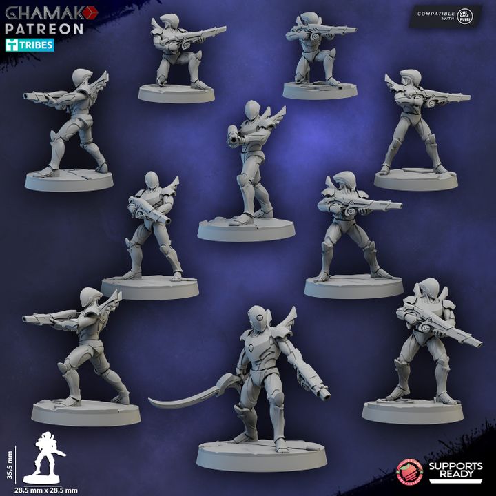Na Veyr Clades (The Mind-Bonded) (10 Units), Eldar proxy miniature, 28mm heroic scale unpainted resin