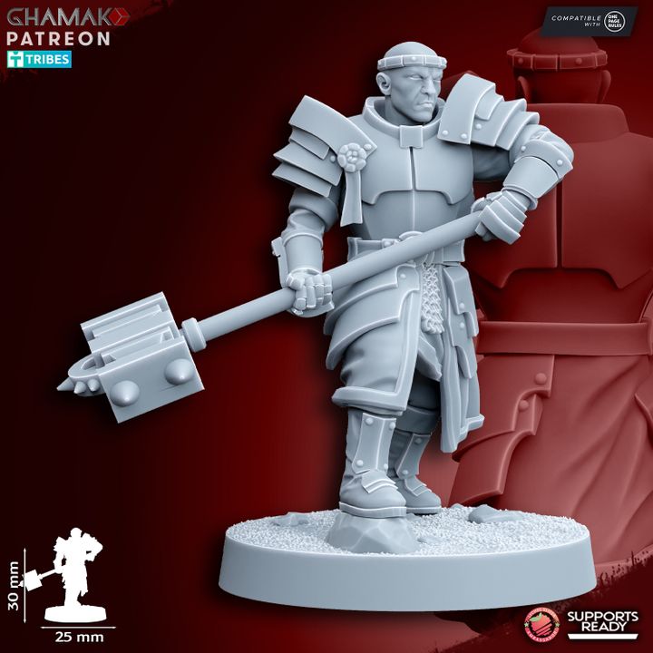 Priest of Grimwald on Foot, resin miniature, 28mm heroic scale unpainted resin