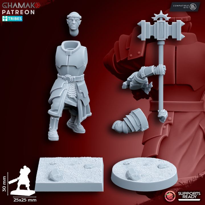 Priest of Grimwald on Foot, resin miniature, 28mm heroic scale unpainted resin, view 2