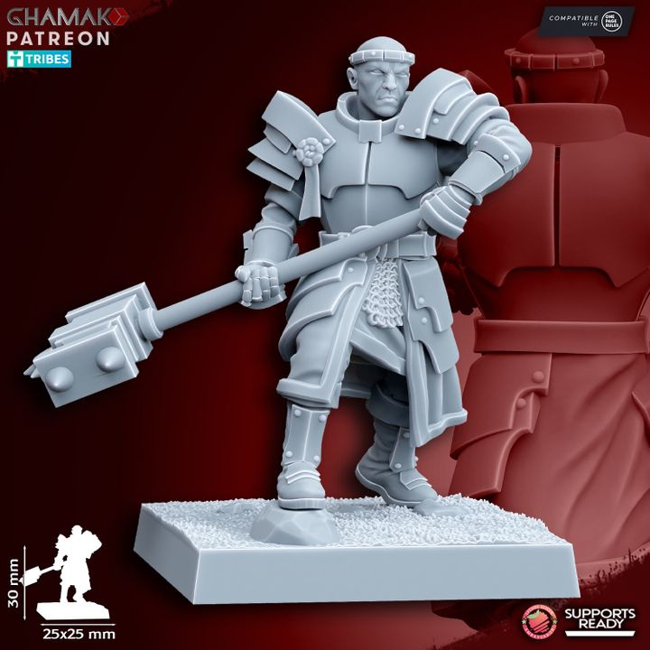 Priest of Grimwald on Foot, resin miniature, 28mm heroic scale unpainted resin, view 3