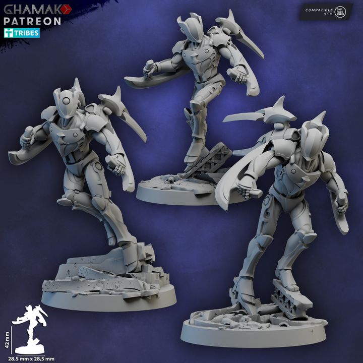 Vorash-Kyn (Close Combat) (5 Units), Eldar proxy miniature, 28mm heroic scale unpainted resin, view 2