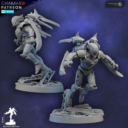 Vorash-Kyn (Close Combat) (5 Units), Eldar proxy miniature, 28mm heroic scale unpainted resin, view 3