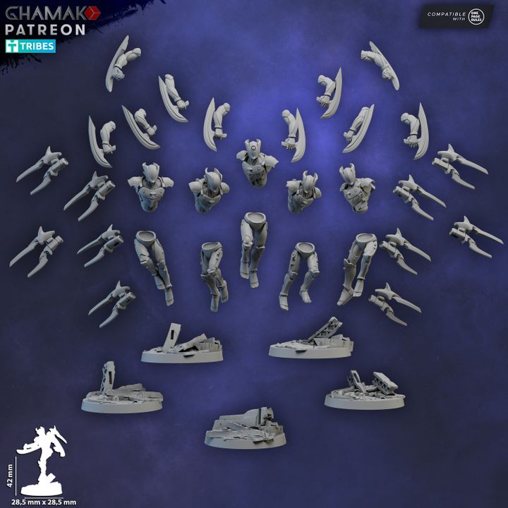 Vorash-Kyn (Close Combat) (5 Units), Eldar proxy miniature, 28mm heroic scale unpainted resin, view 4
