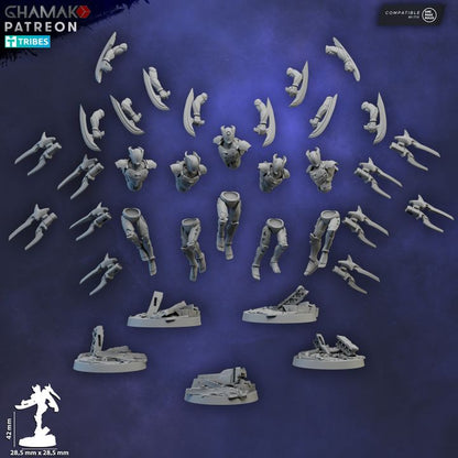 Vorash-Kyn (Close Combat) (5 Units), Eldar proxy miniature, 28mm heroic scale unpainted resin, view 4