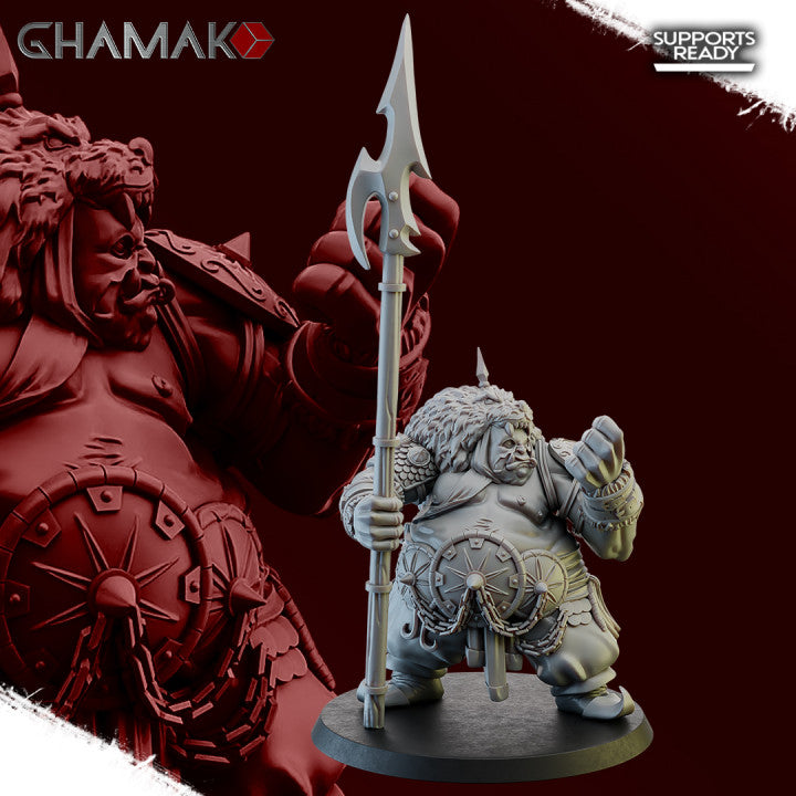 Ogre Hunter, resin miniature, 28mm heroic scale unpainted resin