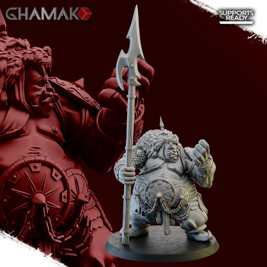 Ogre Hunter, resin miniature, 28mm heroic scale unpainted resin