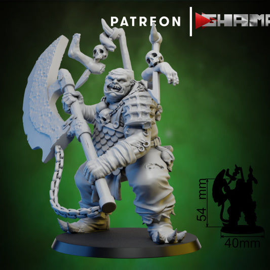 Ogre Slaughter Master Persian, resin miniature, 28mm heroic scale unpainted resin, view 2