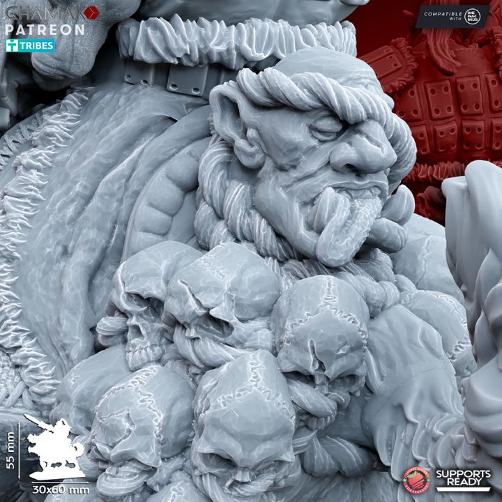 Orc Boss on War Boar, resin miniature, 28mm heroic scale unpainted resin, view 6