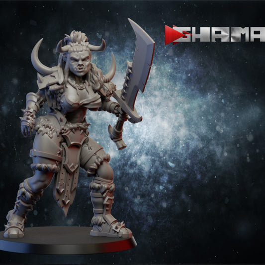 Orc Female 3, resin miniature, 28mm heroic scale unpainted resin