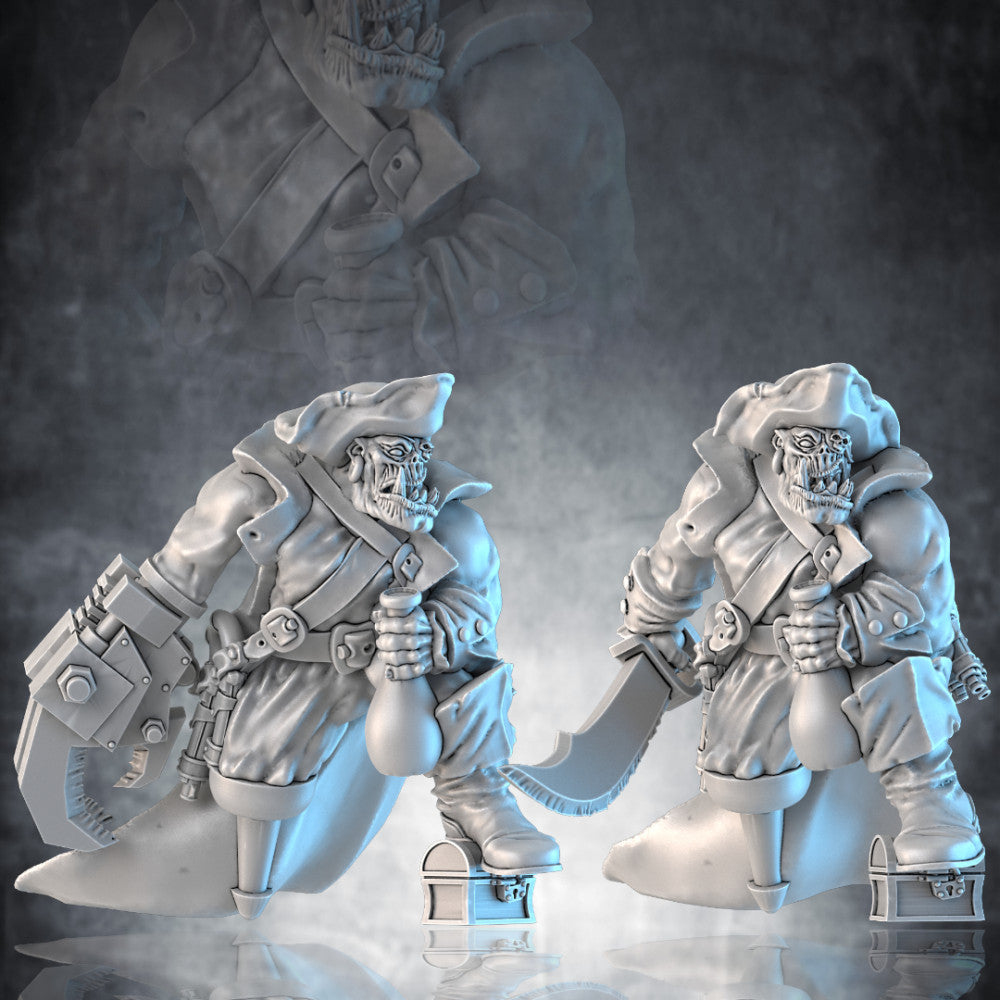 Orc Pirate, resin miniature, 28mm heroic scale unpainted resin