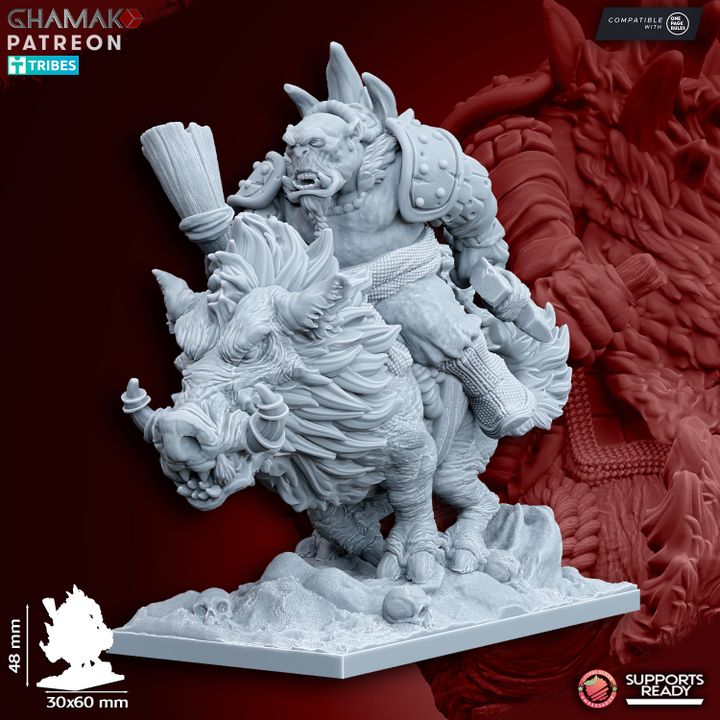 Orcs on Wildboars (5 Units), resin miniature, 28mm heroic scale unpainted resin