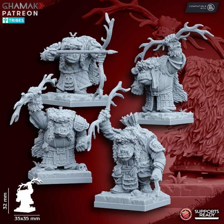 Urrok Arbans with Bow (10 Units), resin miniature, 28mm heroic scale unpainted resin, view 2