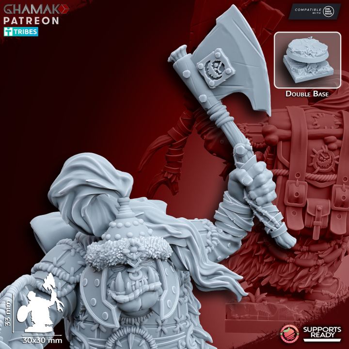 Urrok Chieftain, resin miniature, 28mm heroic scale unpainted resin