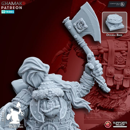Urrok Chieftain, resin miniature, 28mm heroic scale unpainted resin