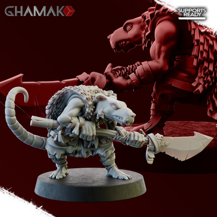 Ashigaru Rats (10 Units), resin miniature, 28mm heroic scale unpainted resin, view 5