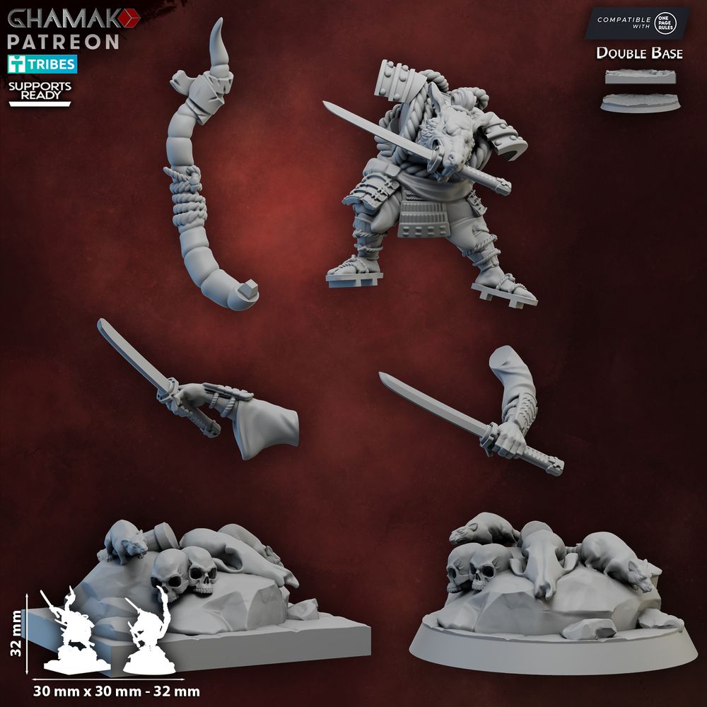 Hattori Ratzo, resin miniature, 28mm heroic scale unpainted resin, view 3