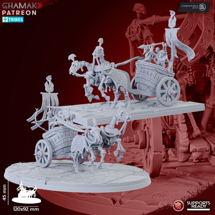 Sand Skeleton Chariots (3 Units), resin miniature, 28mm heroic scale unpainted resin, view 2