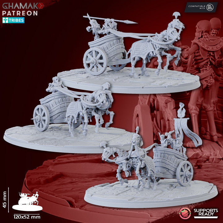 Sand Skeleton Chariots (3 Units), resin miniature, 28mm heroic scale unpainted resin, view 3