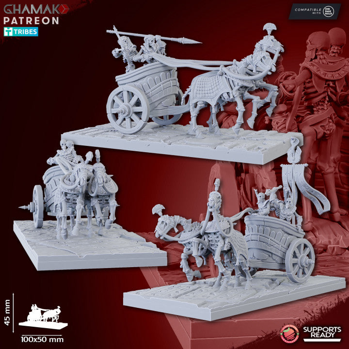 Sand Skeleton Chariots (3 Units), resin miniature, 28mm heroic scale unpainted resin, view 4