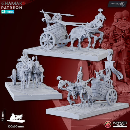 Sand Skeleton Chariots (3 Units), resin miniature, 28mm heroic scale unpainted resin, view 4