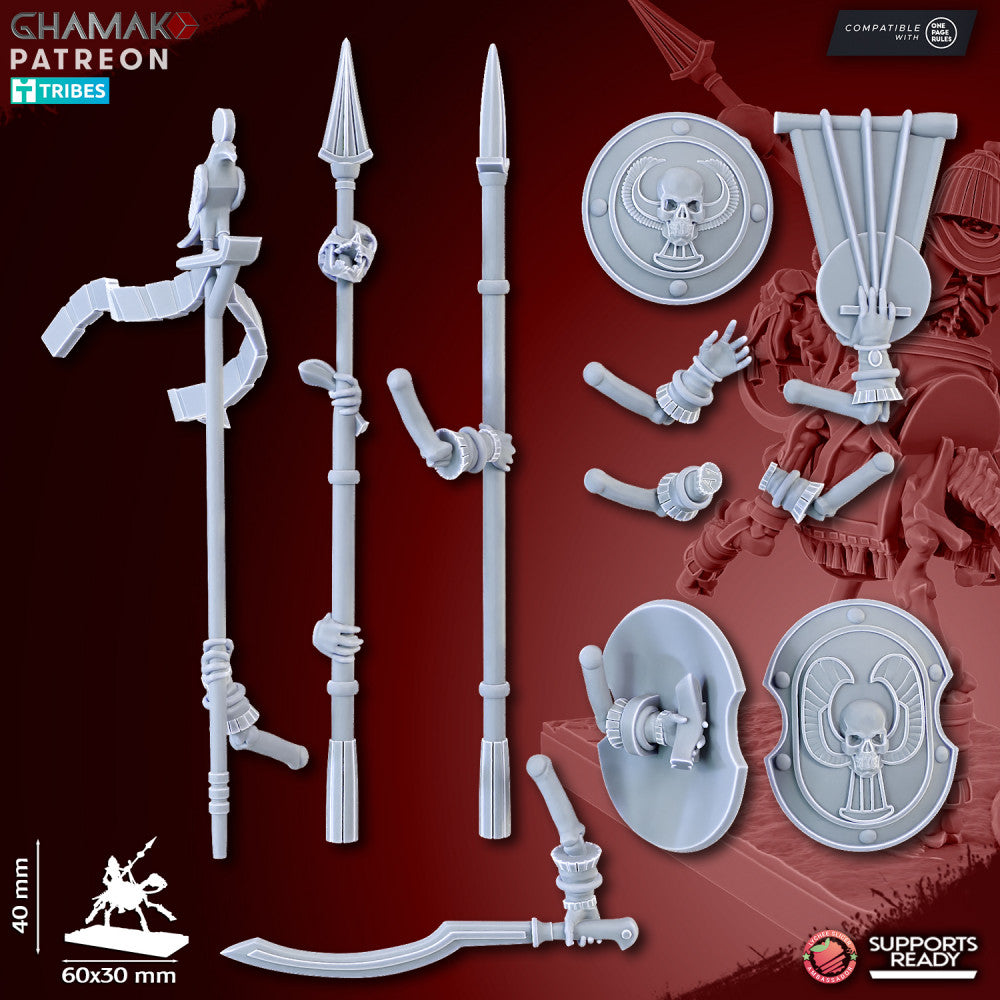 Sand Skeleton Horsemen (5 Units), resin miniature, 28mm heroic scale unpainted resin