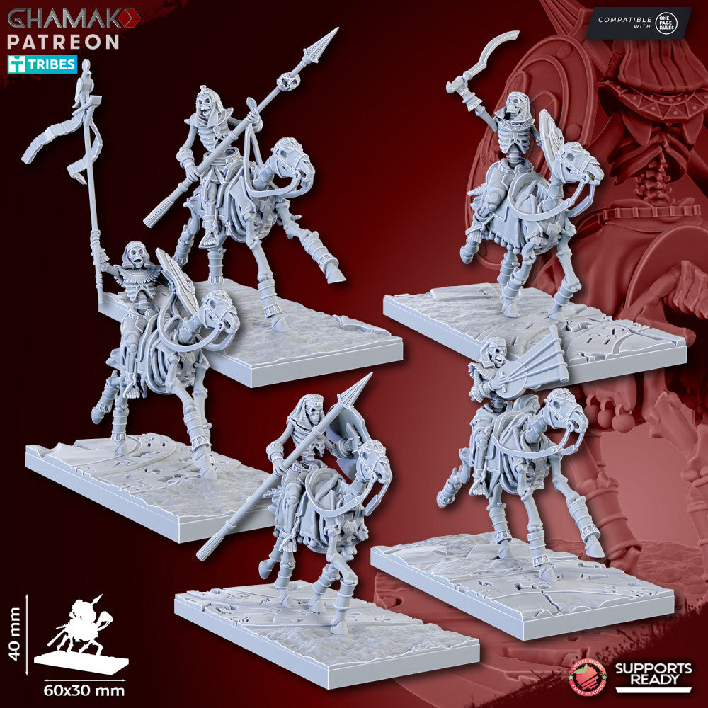 Sand Skeleton Horsemen (5 Units), resin miniature, 28mm heroic scale unpainted resin, view 3