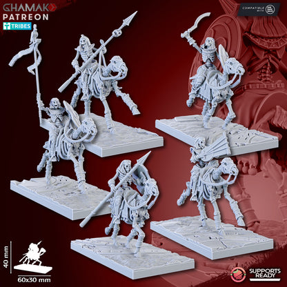 Sand Skeleton Horsemen (5 Units), resin miniature, 28mm heroic scale unpainted resin, view 3