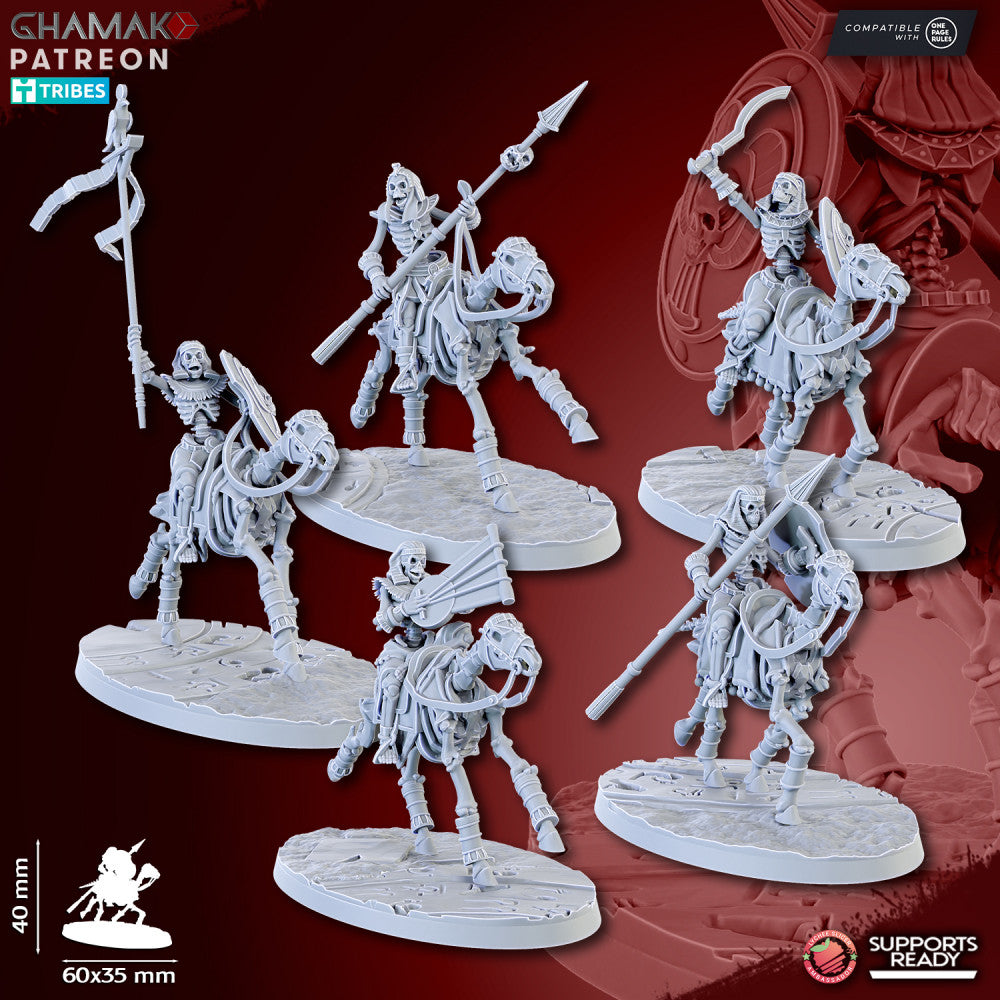 Sand Skeleton Horsemen (5 Units), resin miniature, 28mm heroic scale unpainted resin, view 4