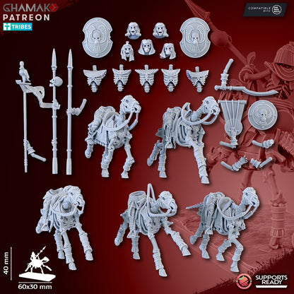 Sand Skeleton Horsemen (5 Units), resin miniature, 28mm heroic scale unpainted resin, view 6