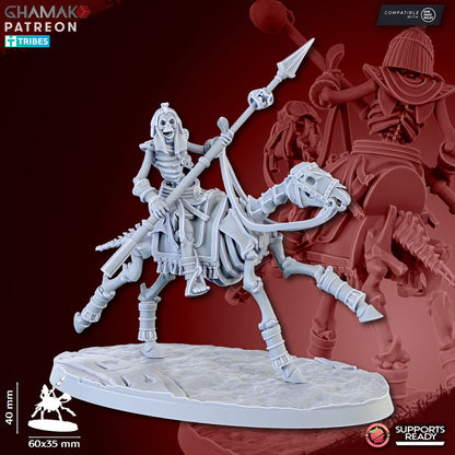 Sand Skeleton Horsemen (5 Units), resin miniature, 28mm heroic scale unpainted resin, view 9
