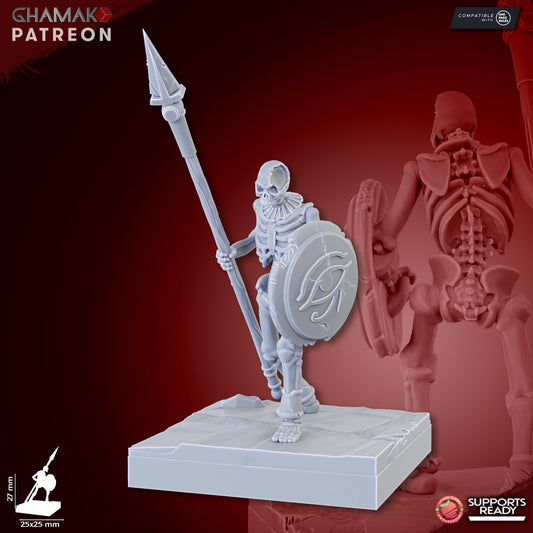 Sand Skeletons (Spearmen) (10 Units), resin miniature, 28mm heroic scale unpainted resin