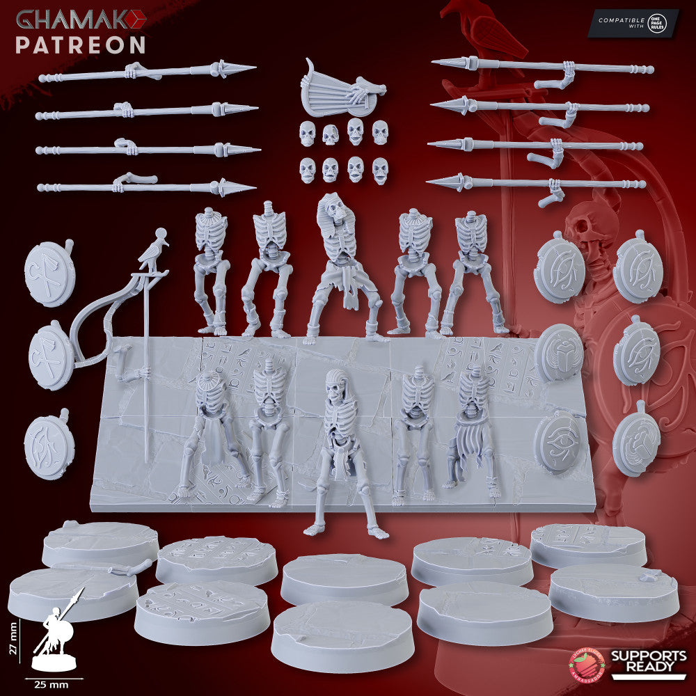 Sand Skeletons (Spearmen) (10 Units), resin miniature, 28mm heroic scale unpainted resin, view 4