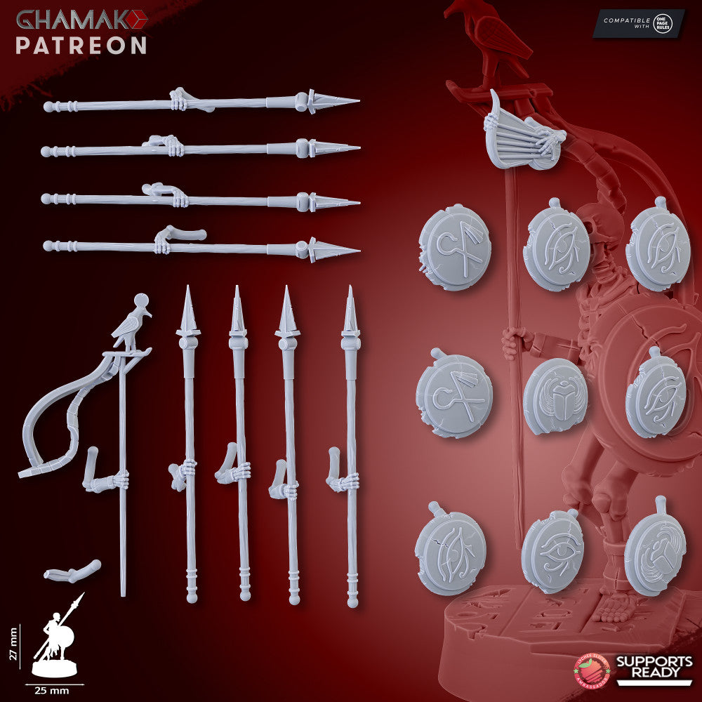 Sand Skeletons (Spearmen) (10 Units), resin miniature, 28mm heroic scale unpainted resin, view 7