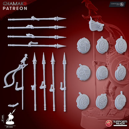 Sand Skeletons (Spearmen) (10 Units), resin miniature, 28mm heroic scale unpainted resin, view 7