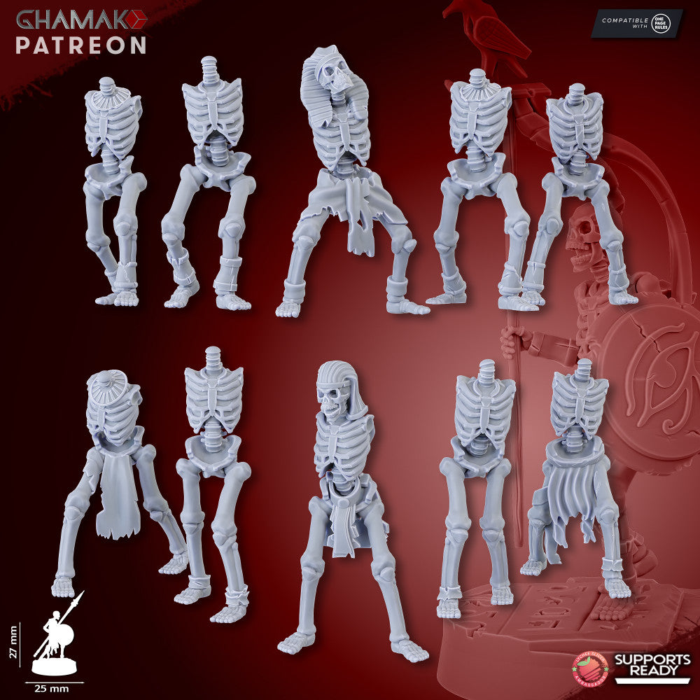 Sand Skeletons (Spearmen) (10 Units), resin miniature, 28mm heroic scale unpainted resin, view 9
