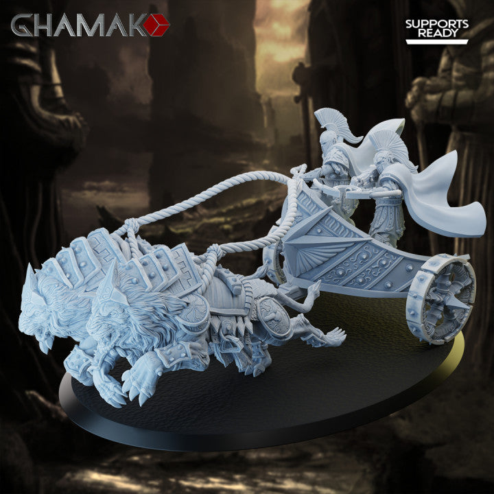 Spartans Chariot, resin miniature, 28mm heroic scale unpainted resin