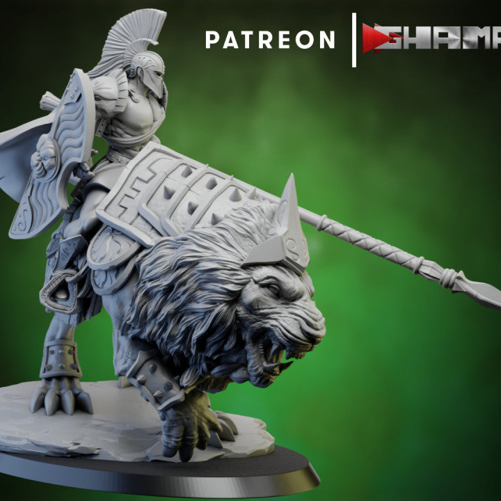Spartans Lion Cavalry 2, resin miniature, 28mm heroic scale unpainted resin, view 2