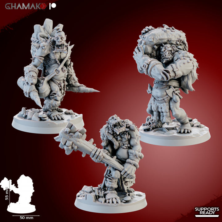 Stone Mushtroll (3 Units), resin miniature, 28mm heroic scale unpainted resin