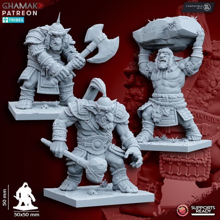 Trolls (3 Units), resin miniature, 28mm heroic scale unpainted resin, view 3