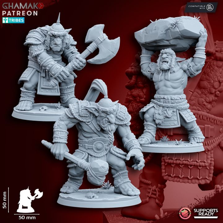 Trolls (3 Units), resin miniature, 28mm heroic scale unpainted resin, view 4