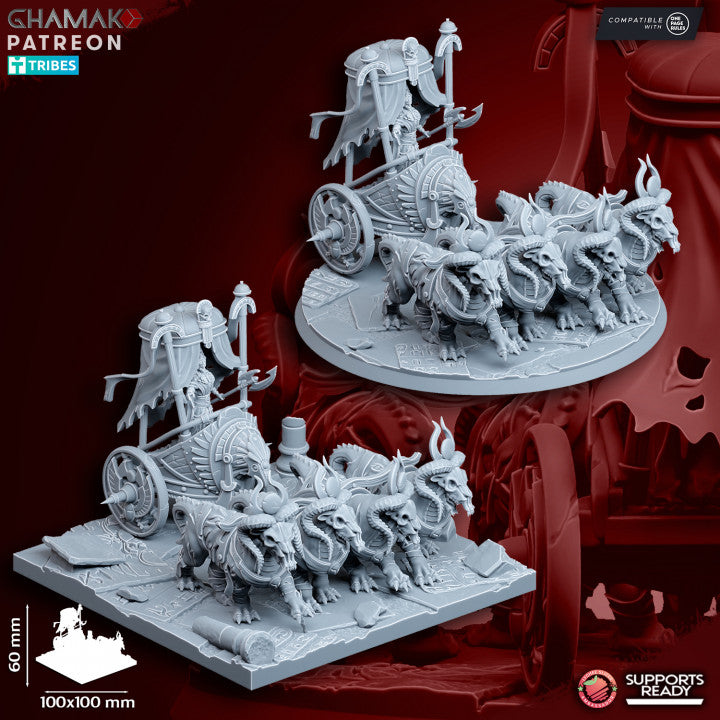 God-Queen on Chariot, resin miniature, 28mm heroic scale unpainted resin