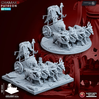 God-Queen on Chariot, resin miniature, 28mm heroic scale unpainted resin