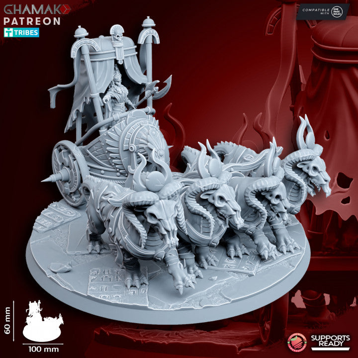 God-Queen on Chariot, resin miniature, 28mm heroic scale unpainted resin, view 2