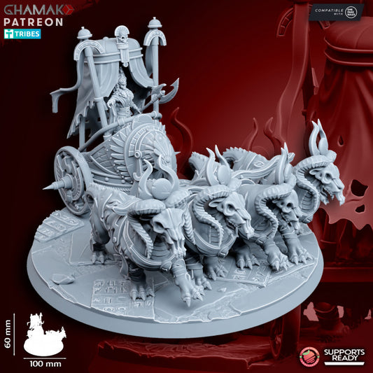 God-Queen on Chariot, resin miniature, 28mm heroic scale unpainted resin, view 2