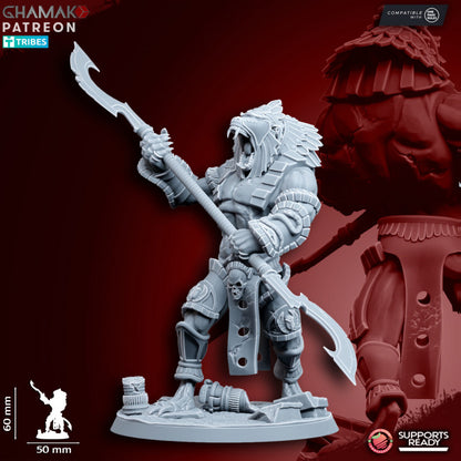 Nomarch Guardian (with 2 Handed Weapon), resin miniature, 28mm heroic scale unpainted resin, view 10