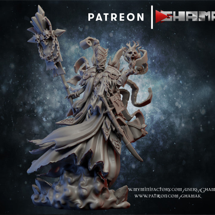 Undead Great Necromancer, resin miniature, 28mm heroic scale unpainted resin
