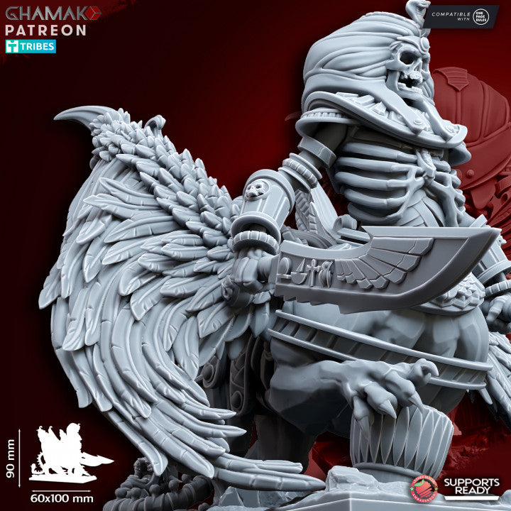 Undead Winged Sphinx, resin miniature, 28mm heroic scale unpainted resin, view 3