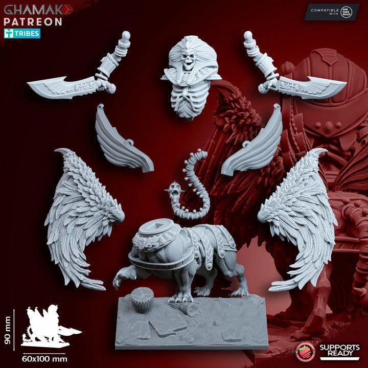 Undead Winged Sphinx, resin miniature, 28mm heroic scale unpainted resin, view 5