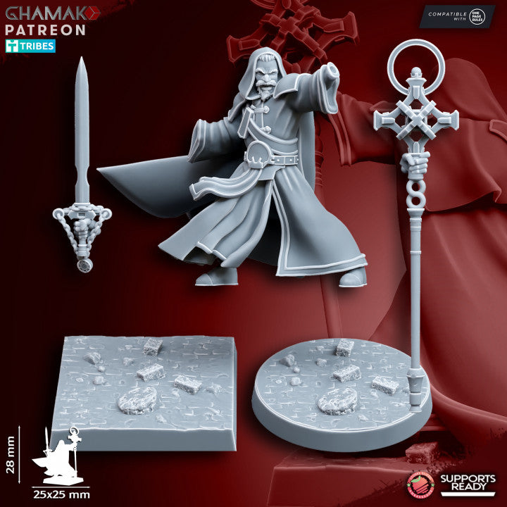 Empire Wizard 1, resin miniature, 28mm heroic scale unpainted resin, view 4
