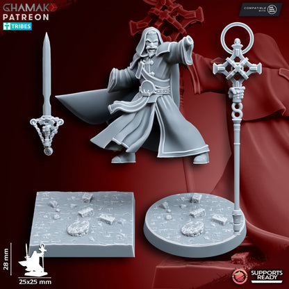 Empire Wizard 1, resin miniature, 28mm heroic scale unpainted resin, view 4